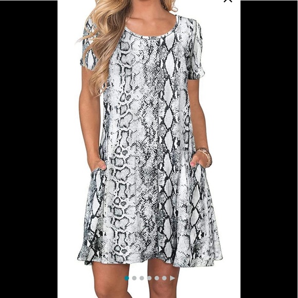 COPY - NWT/WNEEDU Women's  Casual T Shirt Dresses Short Sleeve Swing Dress with… - Picture 4 of 5